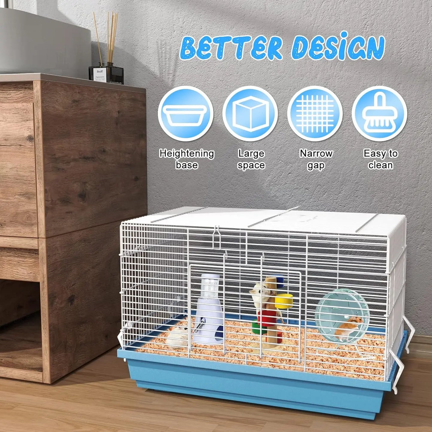 Spacious Small Animal Cage For Hamsters Gerbils Mice Rats Guinea Pigs Easy Clean