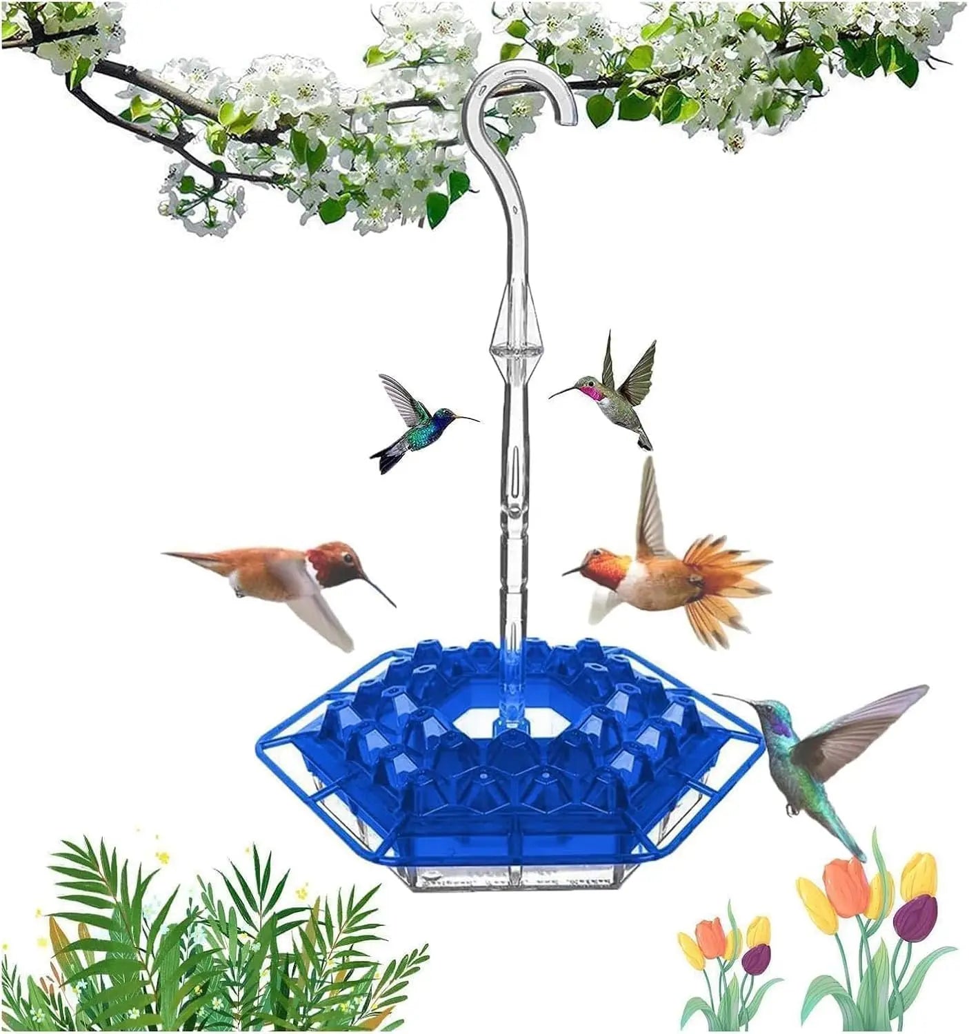 Hummingbird Feeder With Leak Proof Design Outdoor Hanging 30 Ports Ant Moat