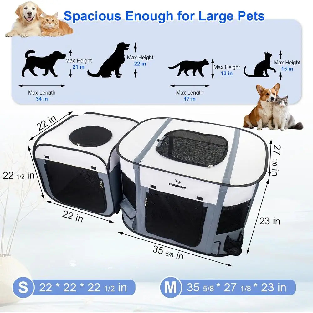 Indoor Outdoor Pet Playpen 2-In-1 Waterproof Dog Crate And Cat Enclosure