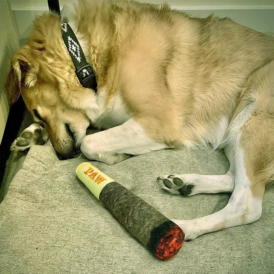 Funny Cigar Design Plush Squeaky Dog Toy For Chewing