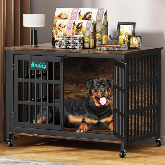 Heavy Duty Indoor Dog Crate Furniture Escape Proof Chew Resistant Kennel