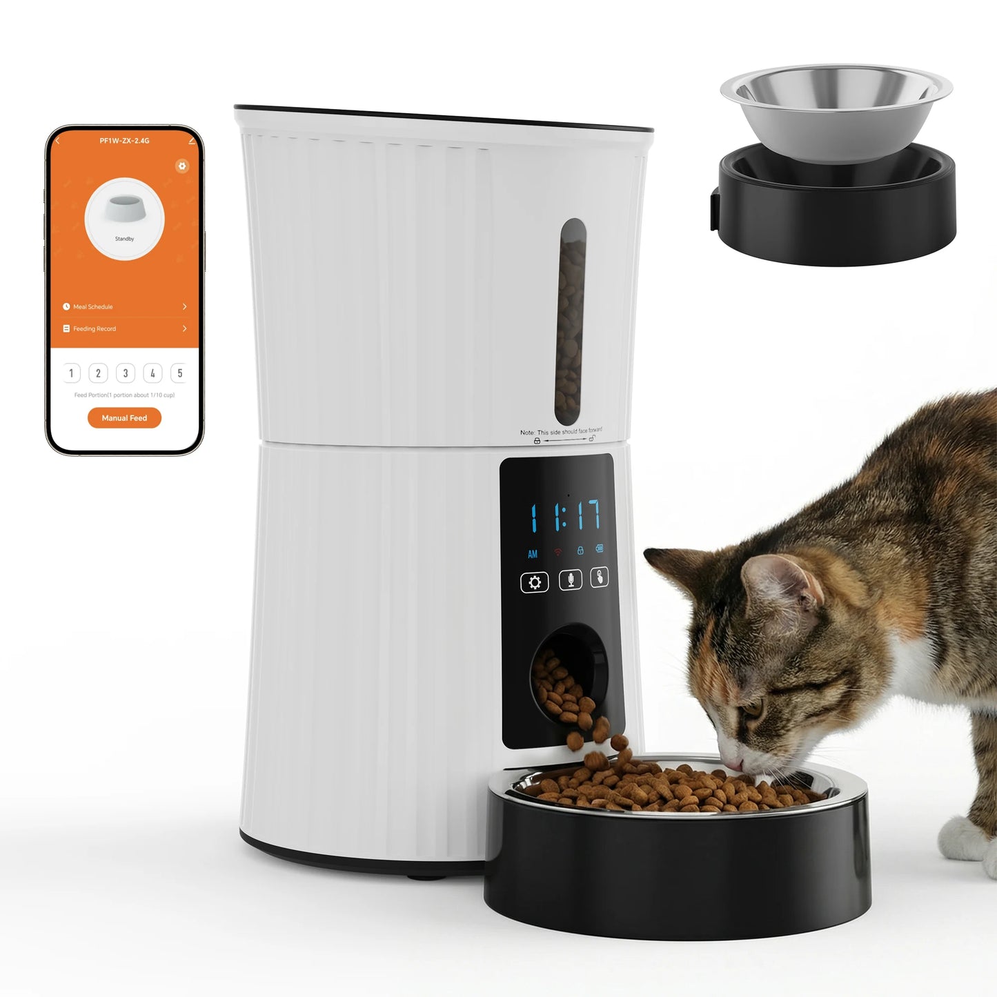 JHK 4L Automatic Cat Feeder WiFi Timed Cat Food Dispenser with APP Control Dual Power Supply Indoor Programmable Pet Feeder