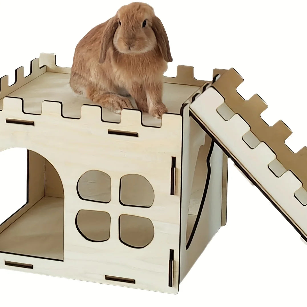 Wooden Rabbit Castle And Hiding Place For Small Pets