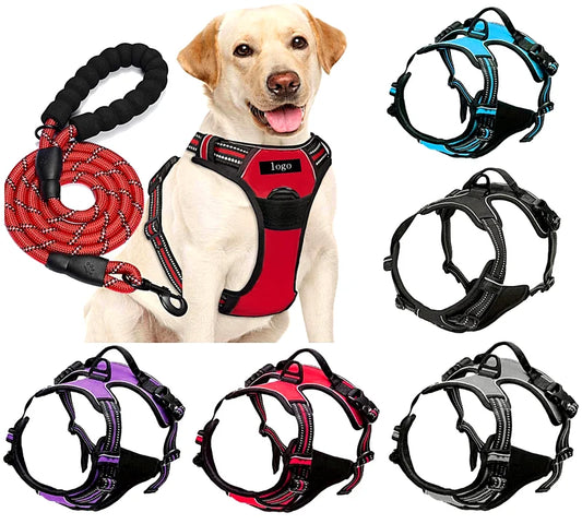 Dog Harness &   Training Leash No Pull Control Adjustable Large Handle Heavy Duty