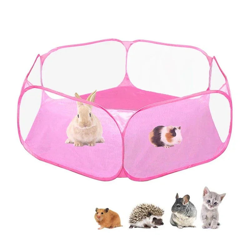 Portable Transparent Pet Cage Playpen Foldable For Dogs Cats Hamsters