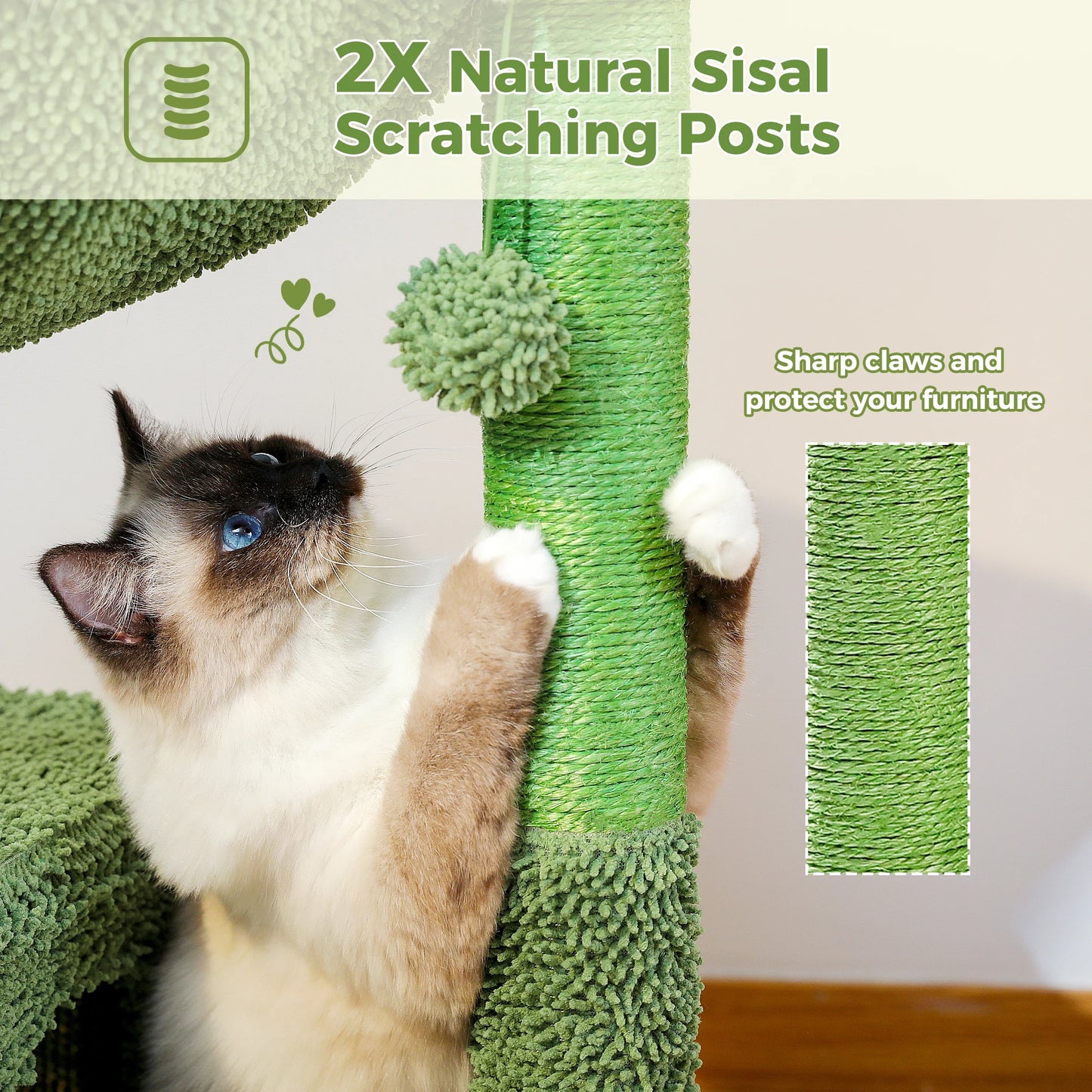 PEQULTI Cat Tree With Large Condo Hammock And Scratching Post Indoor