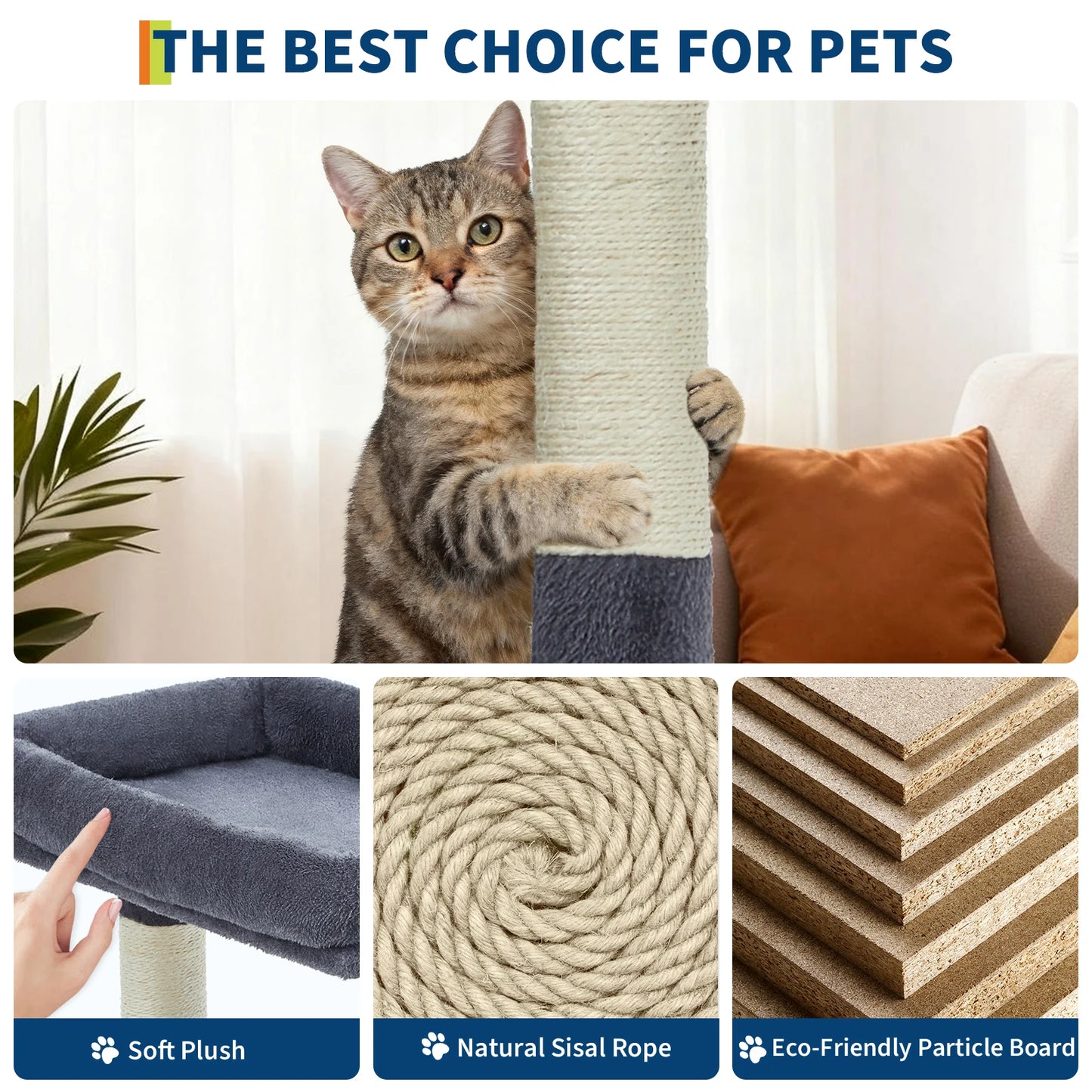 HiMISS Five Tier Cat Tree Tower With Scratching Posts And Hammock