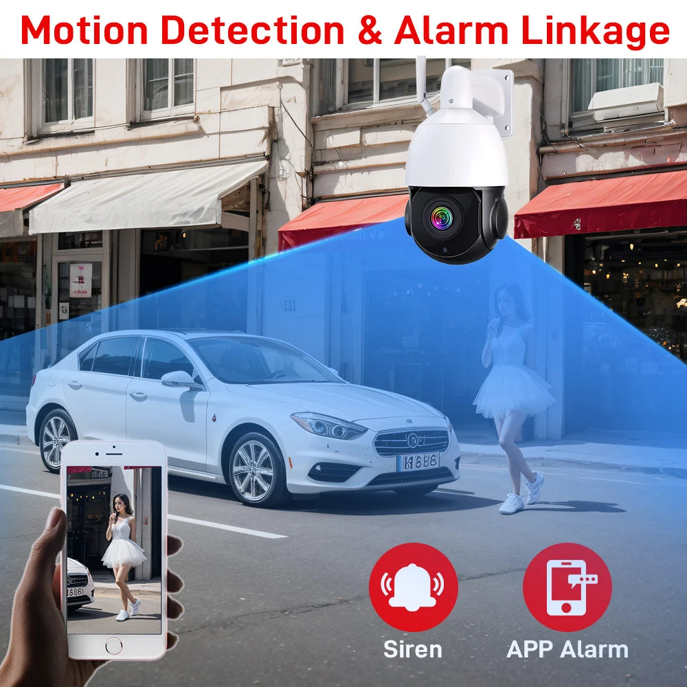 SecureXpert 8MP 4K WiFi PTZ Outdoor IP Dome Camera With AI 50X Zoom