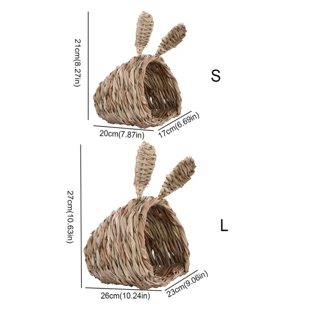 Bunny Grass Nest Bite Resistant Handwoven Straw Tunnel For Pets