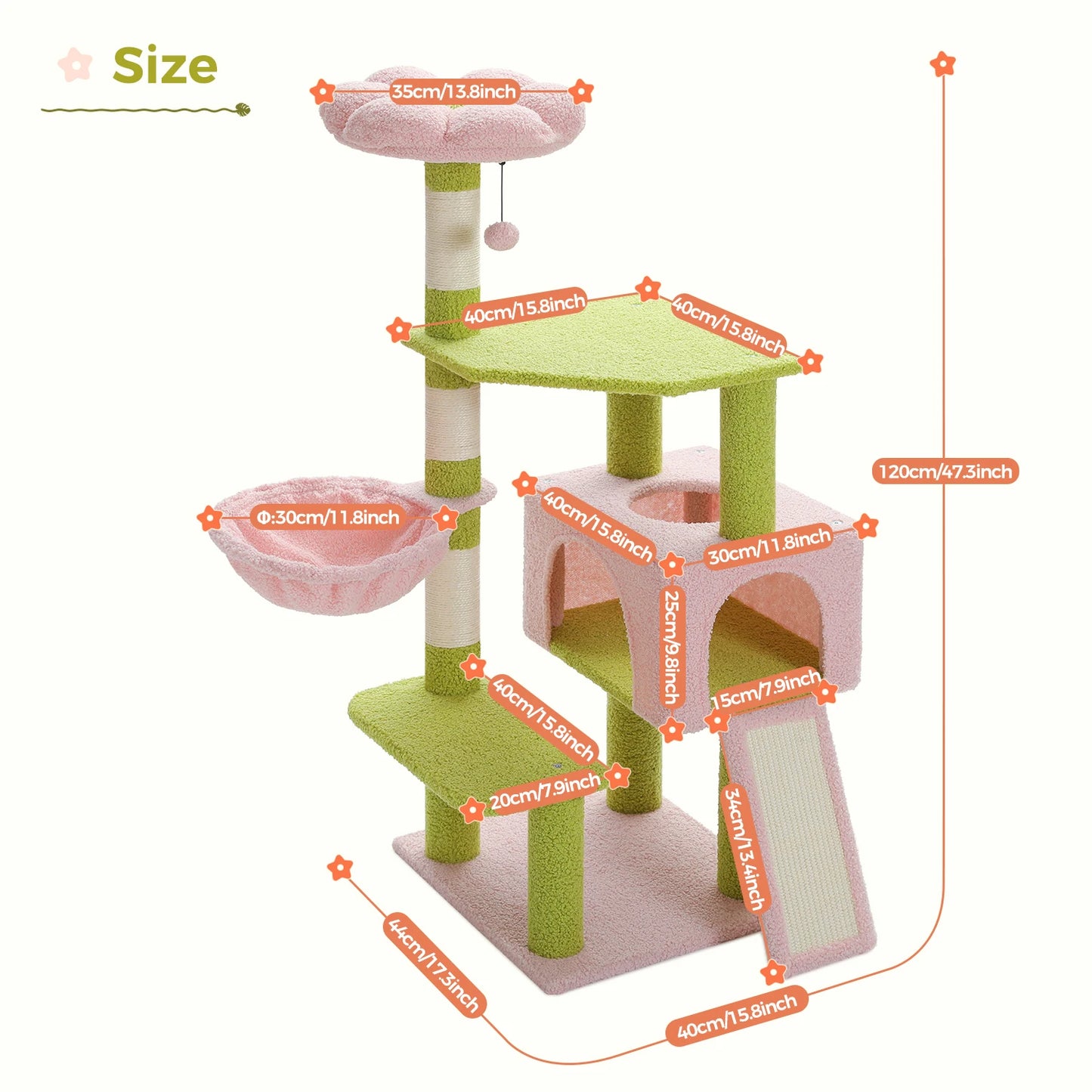 PAWZ Road Flower Cat Tree Multi Level Tower With Sisal Scratching Posts
