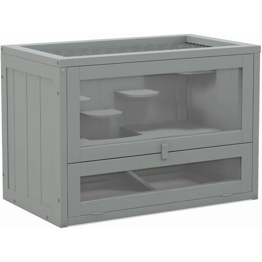 Fir Wood 2 Level Hamster Cage With Open Front Door