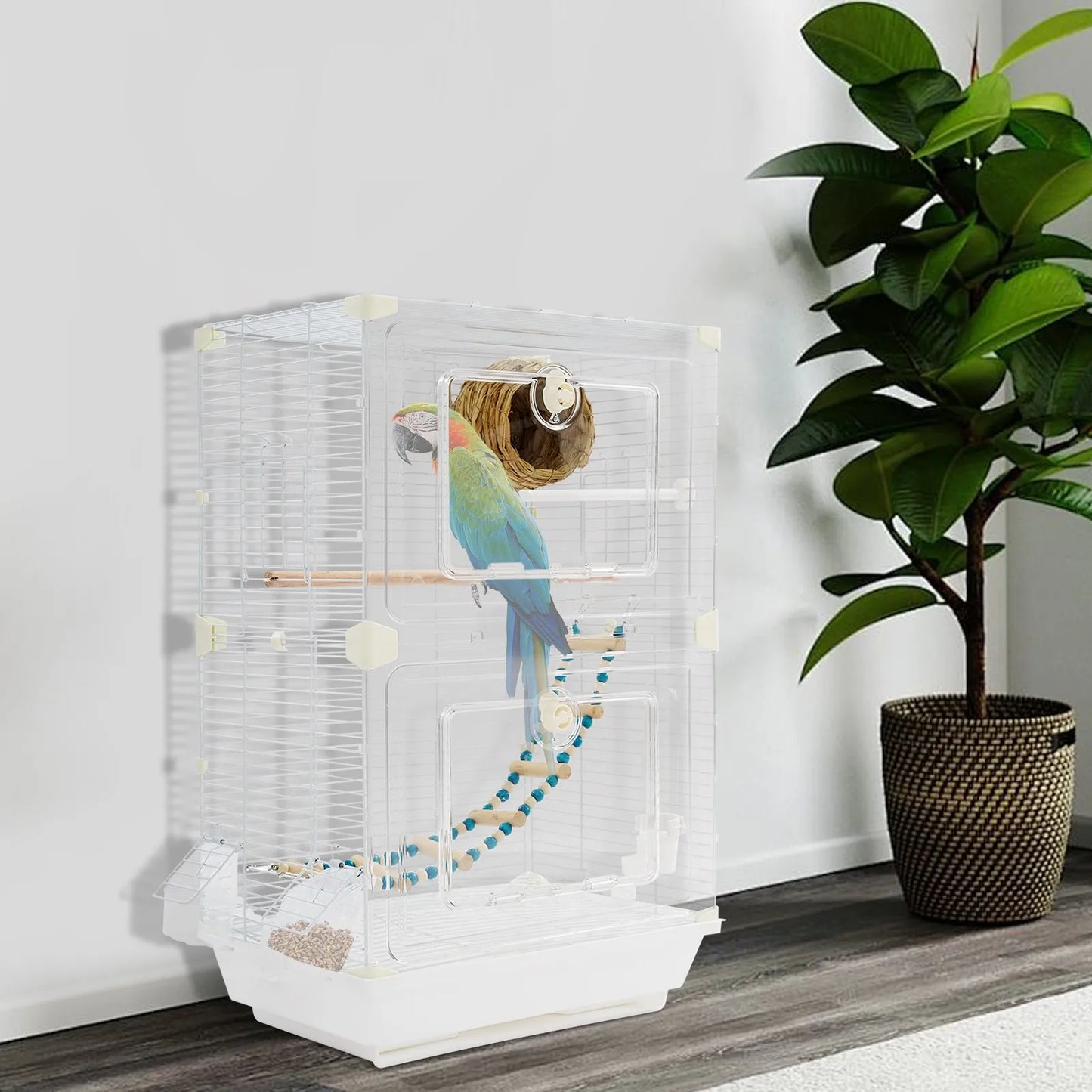 Bird Cage For Small And Medium Birds With Nest Feeders Easy To Clean