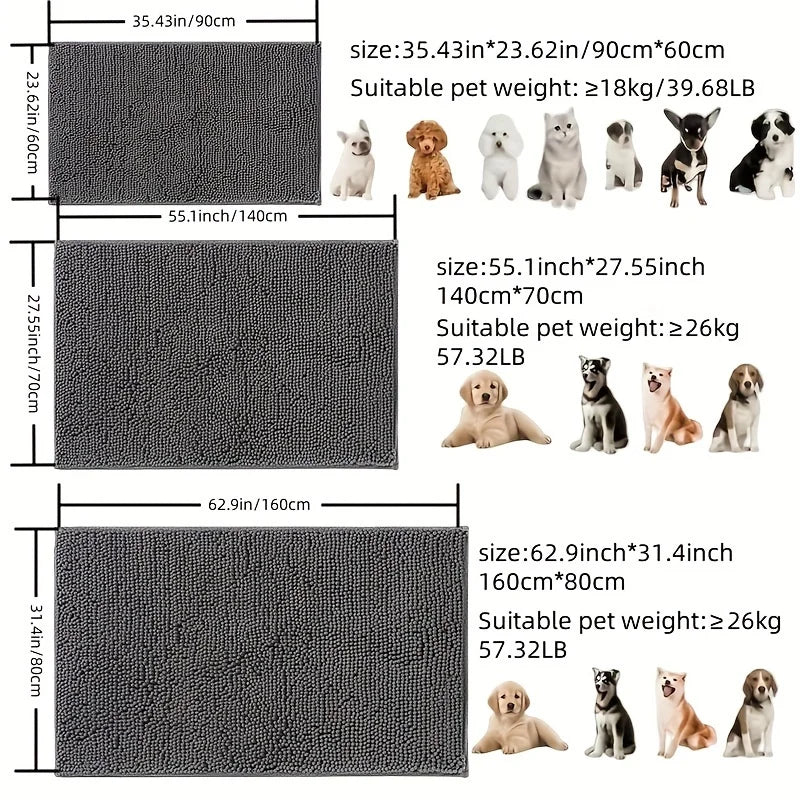 Dog Door Mat Muddy Paws Absorbent Non Slip Washable Microfiber