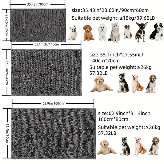 Dog Door Mat Muddy Paws Absorbent Non Slip Washable Microfiber