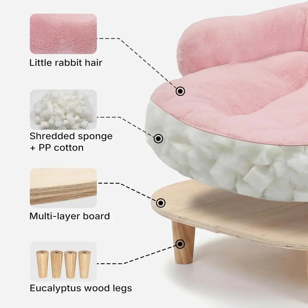 Elevated Dog Bed With Washable Cover And Sturdy Wood Legs