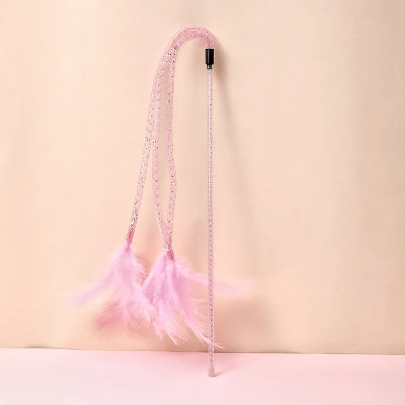 Cat Teaser Stick Feather Toy Interactive Bite Resistant Bell