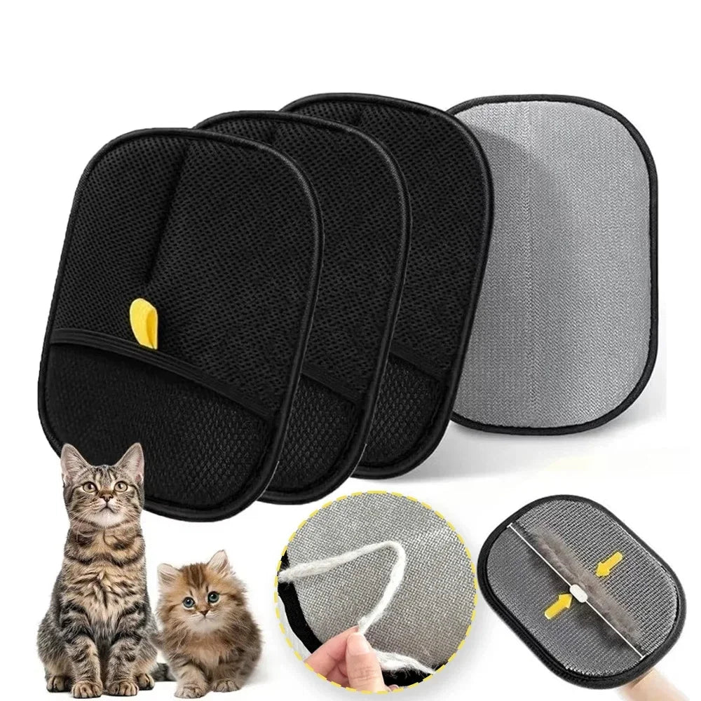 Reusable Double Sided Pet Grooming Gloves For Easy Hair Removal