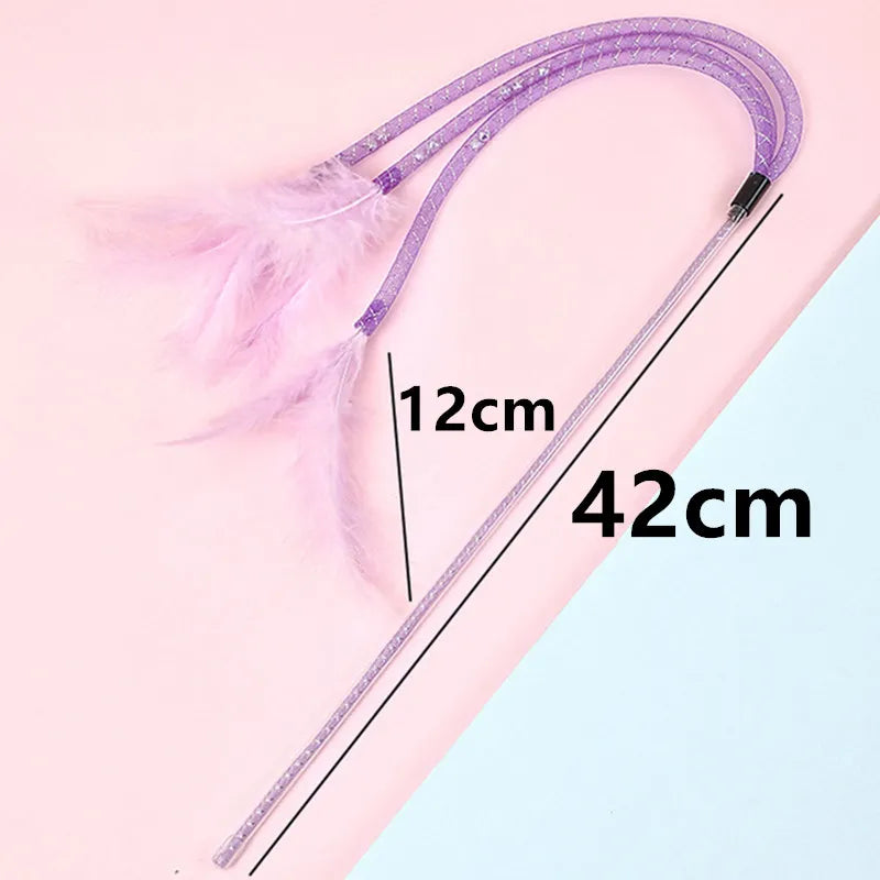 Cat Teaser Stick Feather Toy Interactive Bite Resistant Bell