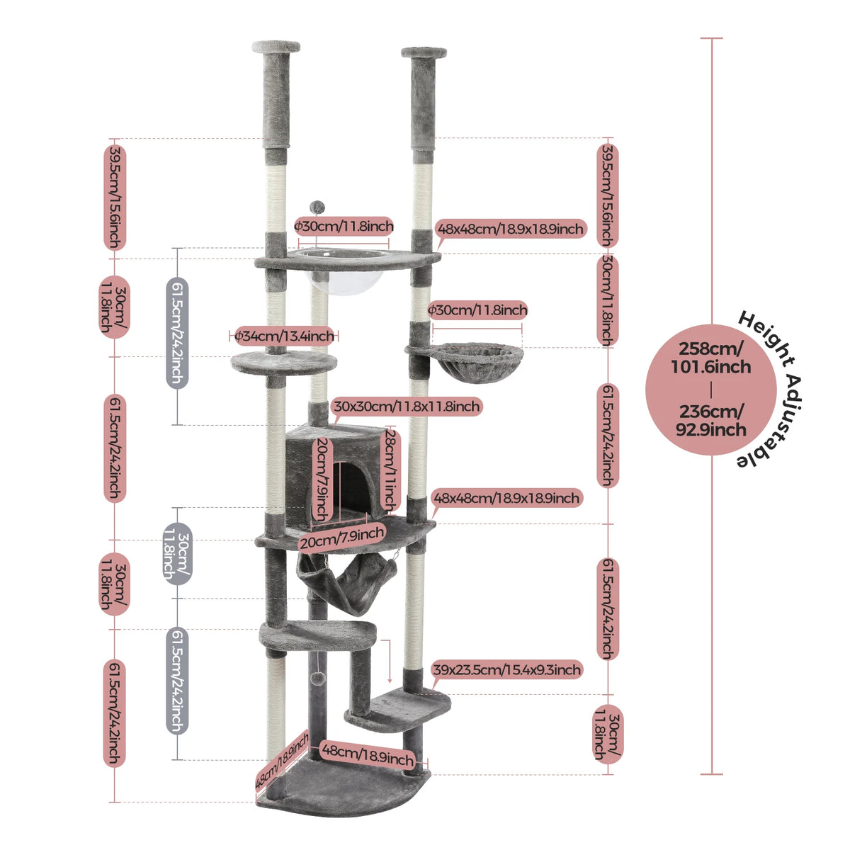 Pawz Road Multi Level Floor To Ceiling Cat Condo Tower