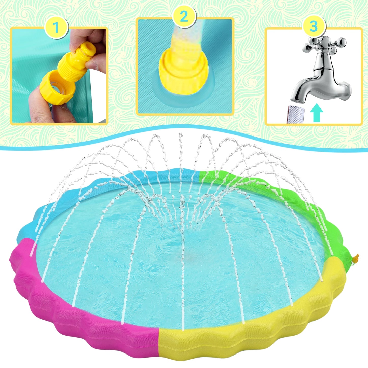 Dog Splash Pad Non Slip Outdoor Water Toy For Pets