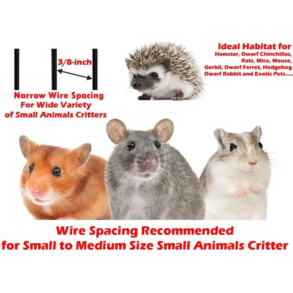 My irst Home Extra Large 4-Level Habitat Narrow 3/8-inch Bar Spacing 6.5-Inch Deep Tubby Base or Exotics Pet Guinea Pig HedgeHam