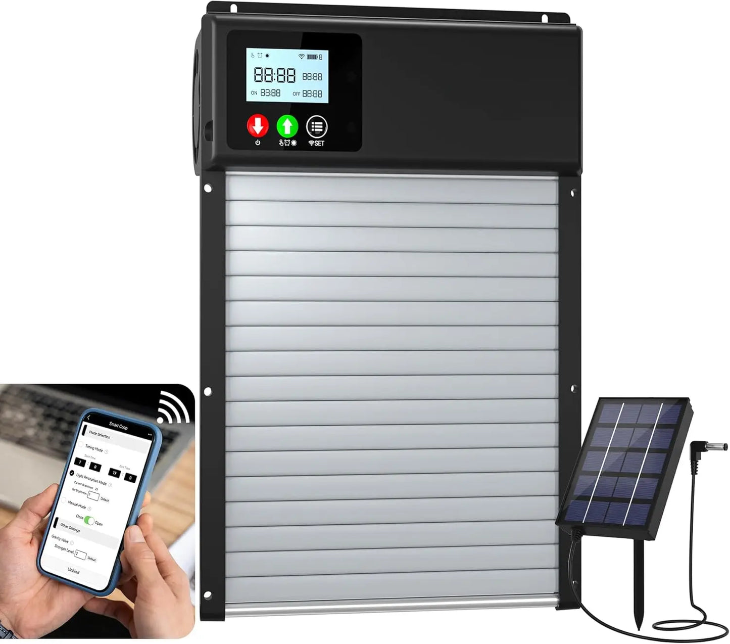 WiFi Automatic Chicken Coop Door Opener With 8000mAh Battery Timing Light Sensor
