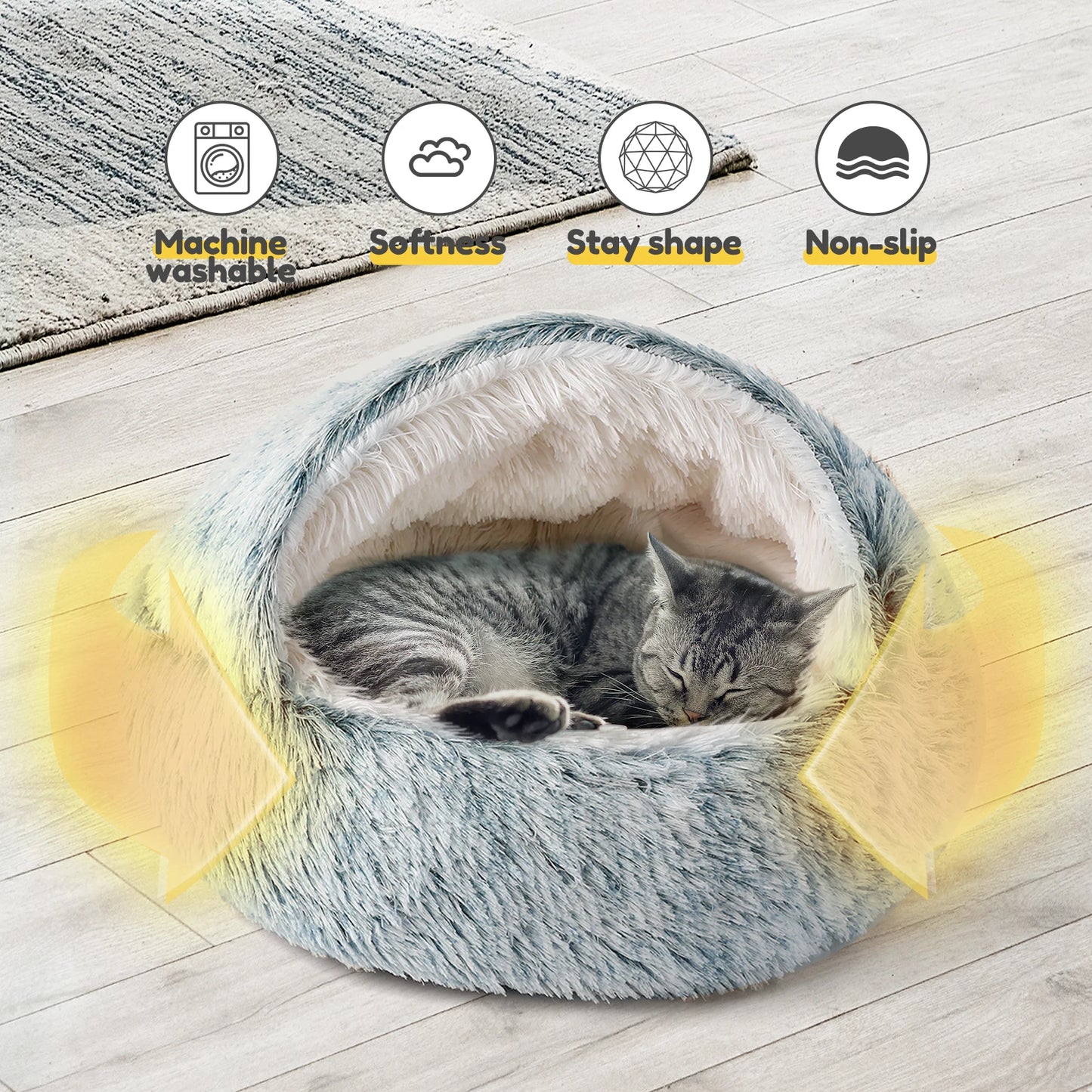Soft Semi-Enclosed Cat Dog Nest Bed For Indoor Pet Comfort