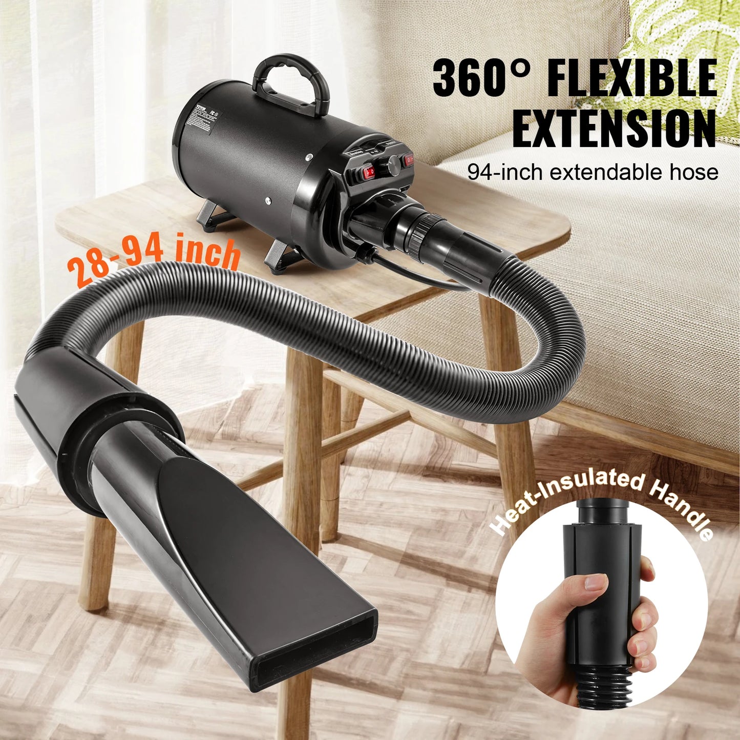 SucceBuy 2000W Dog Blow Dryer With Adjustable Speed Nozzle
