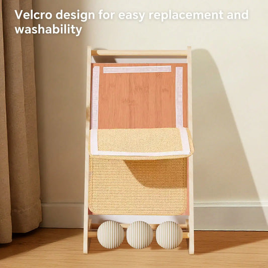L Shaped Cat Scratching Post, Tall Sisal & Wooden Base Cat Scratcher Board for Indoor Cats, Sturdy Vertical Cats Scratching Pad Protects Furniture