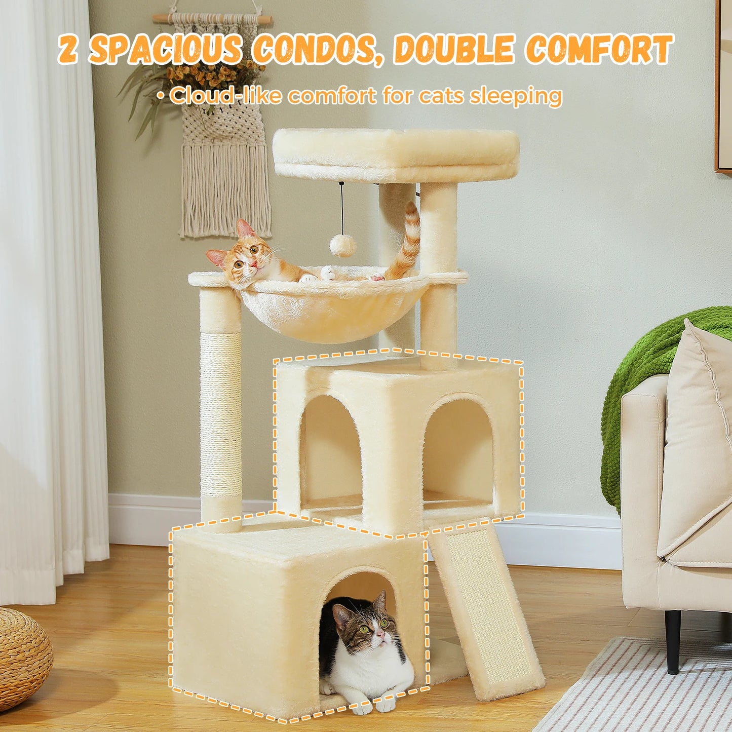 PAWZ Road Multi Level Cat Tree With Condos Hammock