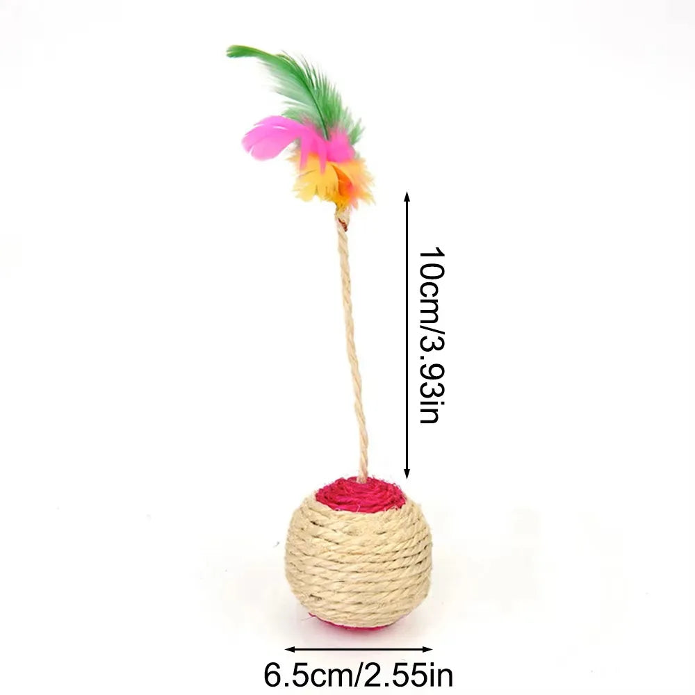 Sisal Shuttlecock Feather Ball Cat Toy For Interactive Play