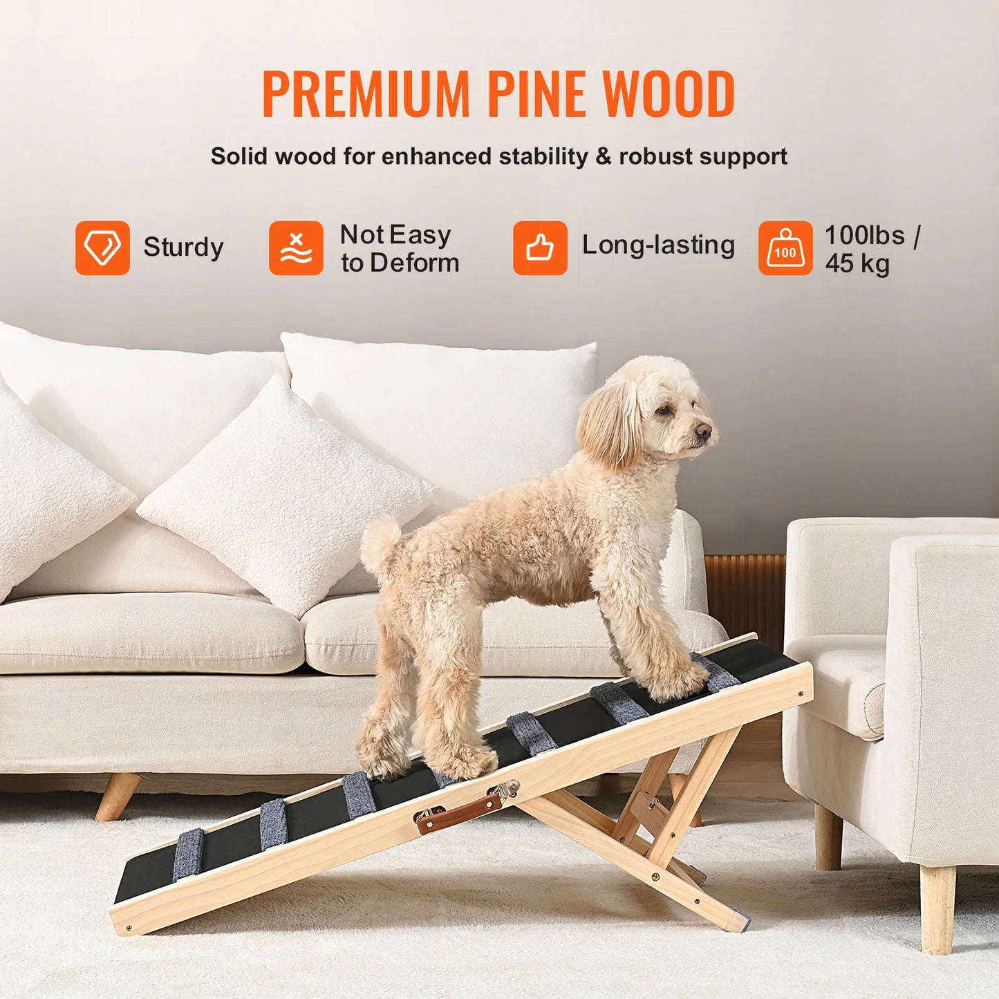 SucceBuy Folding Dog Ramp Anti Slip Wooden Ramp For Dogs