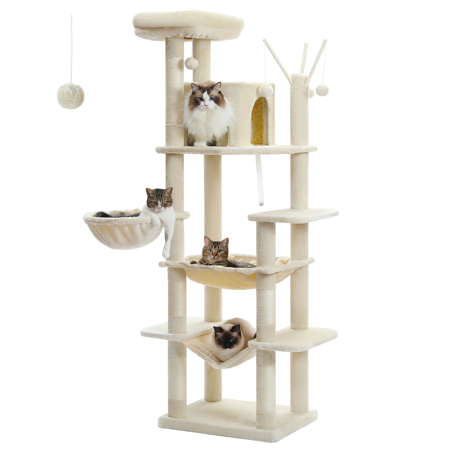 PAWZ Road Cat Tree Tower With Plush Condos Perches And Scratching Posts