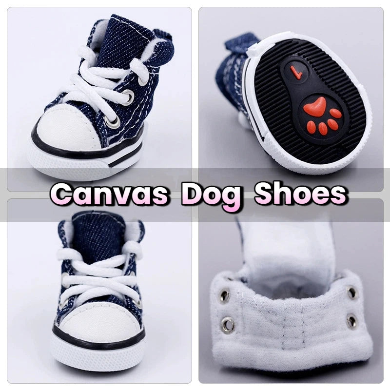 Pet Non Slip Denim Canvas Shoes For Dogs And Cats Universal Outdoor Breathable