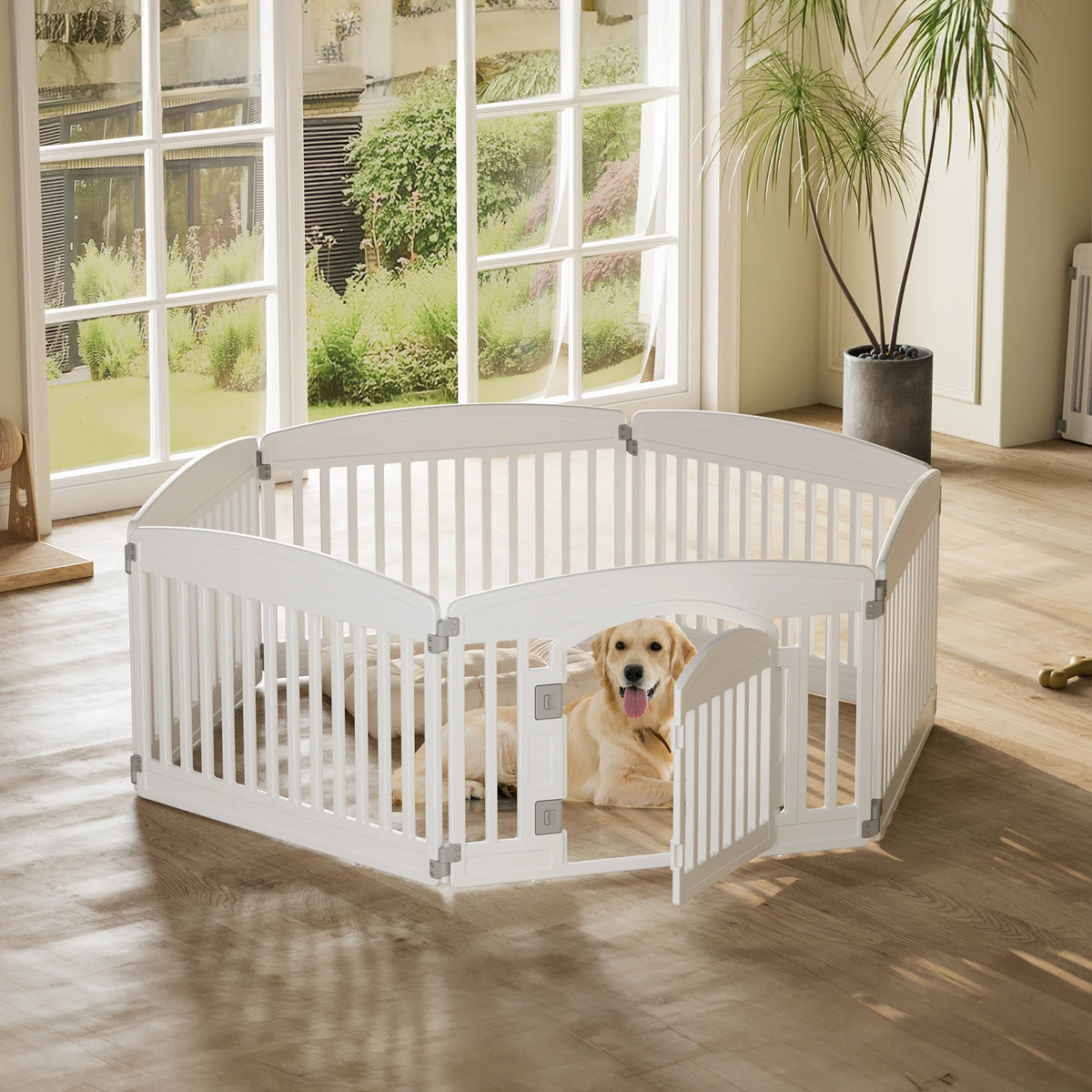JHK Expandable Plastic Dog Playpen For Safe Indoor Outdoor Housing