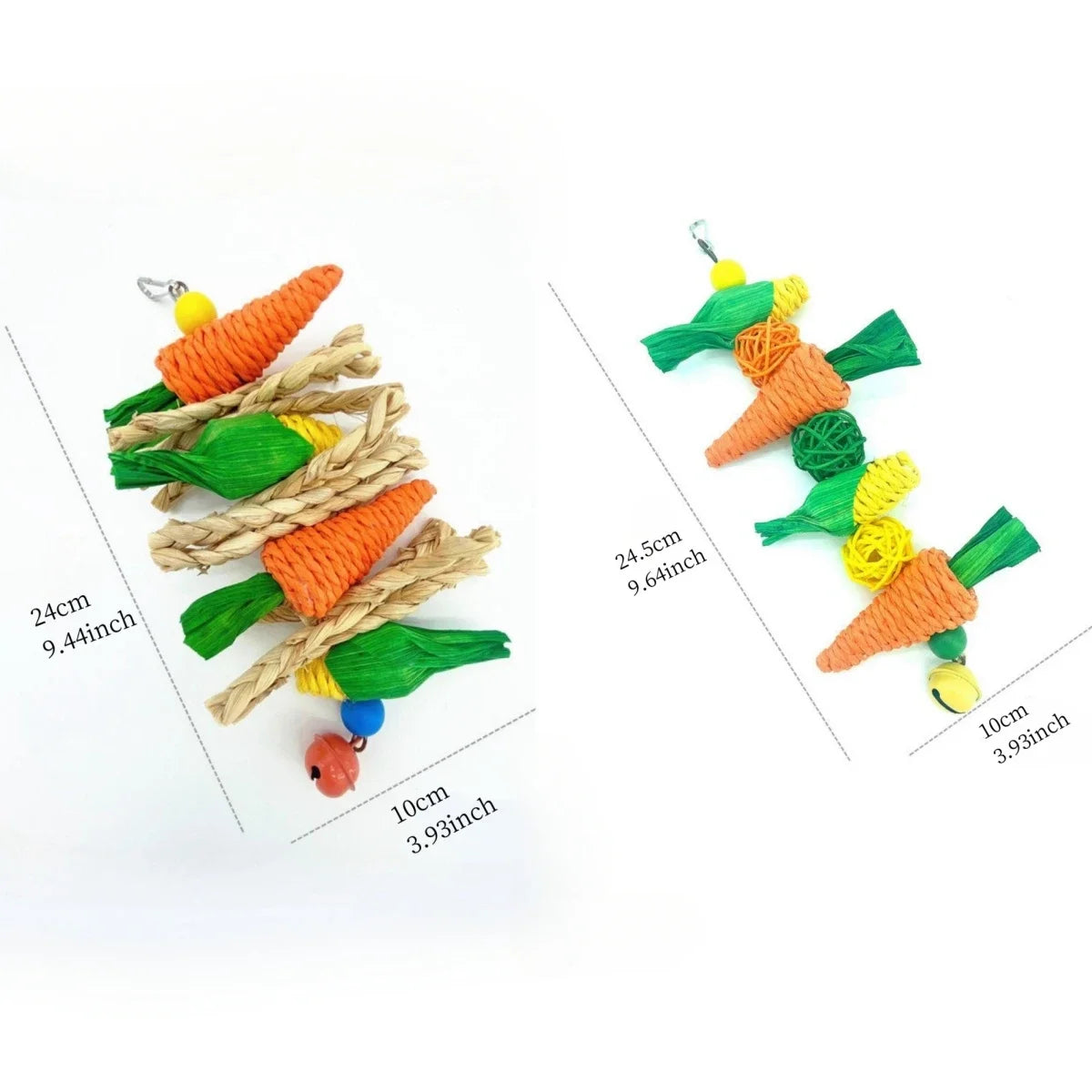 Handmade Woven Vine Carrot And Corn Shaped Pet Chew Toy For Small Pets