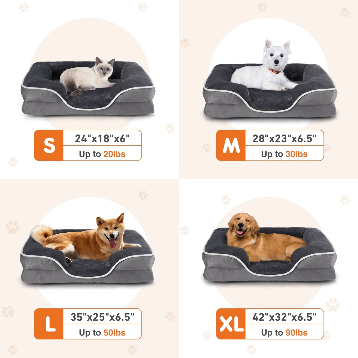 JHK Orthopedic Memory Foam Dog Bed For Small Dogs And Cats With Washable Cover
