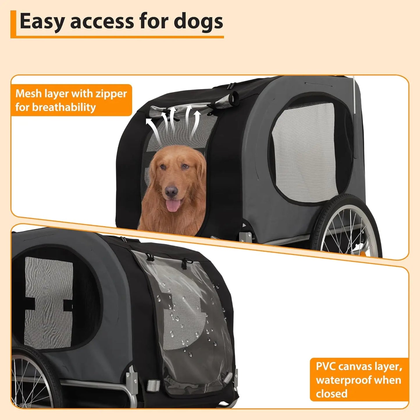 HiMISS Steel Dog Bike Trailer With Universal Coupler Pet Carrier