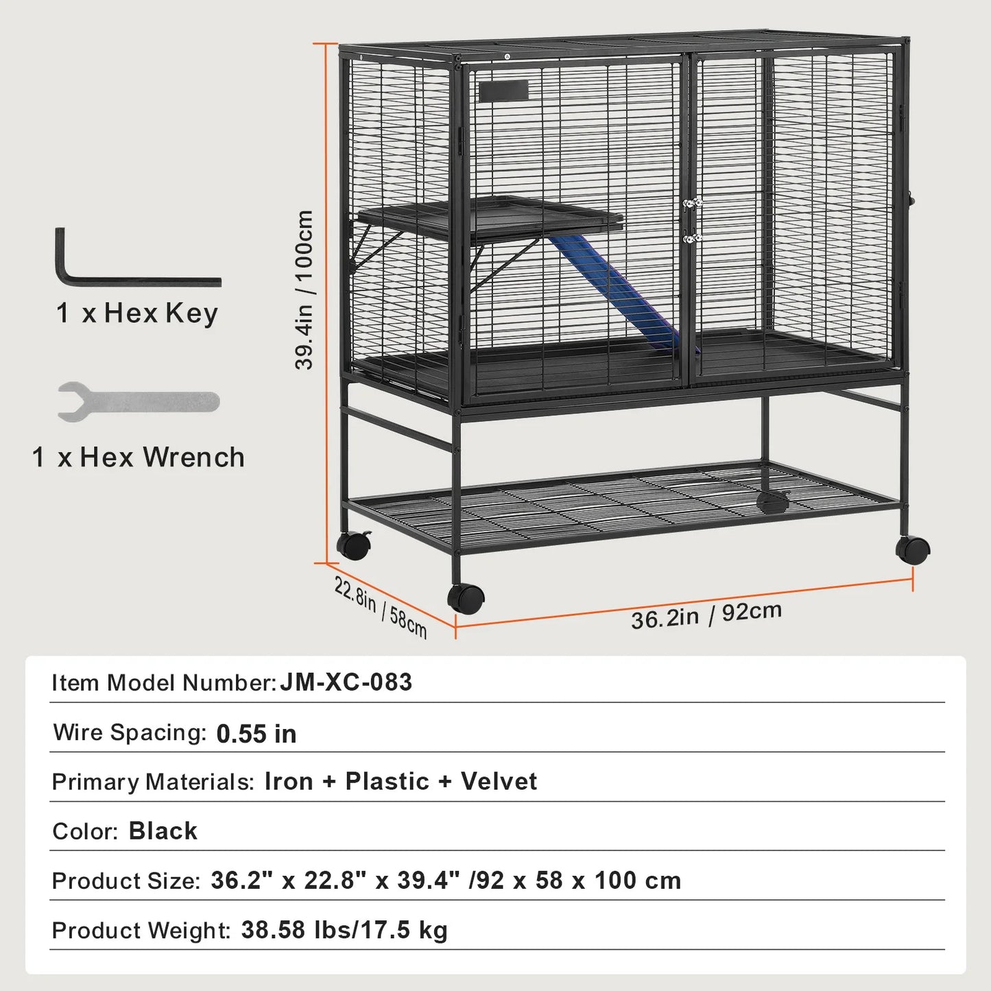 Rolling Metal Ferret Cage Four Tier Small Animal Cage Hamster Rats