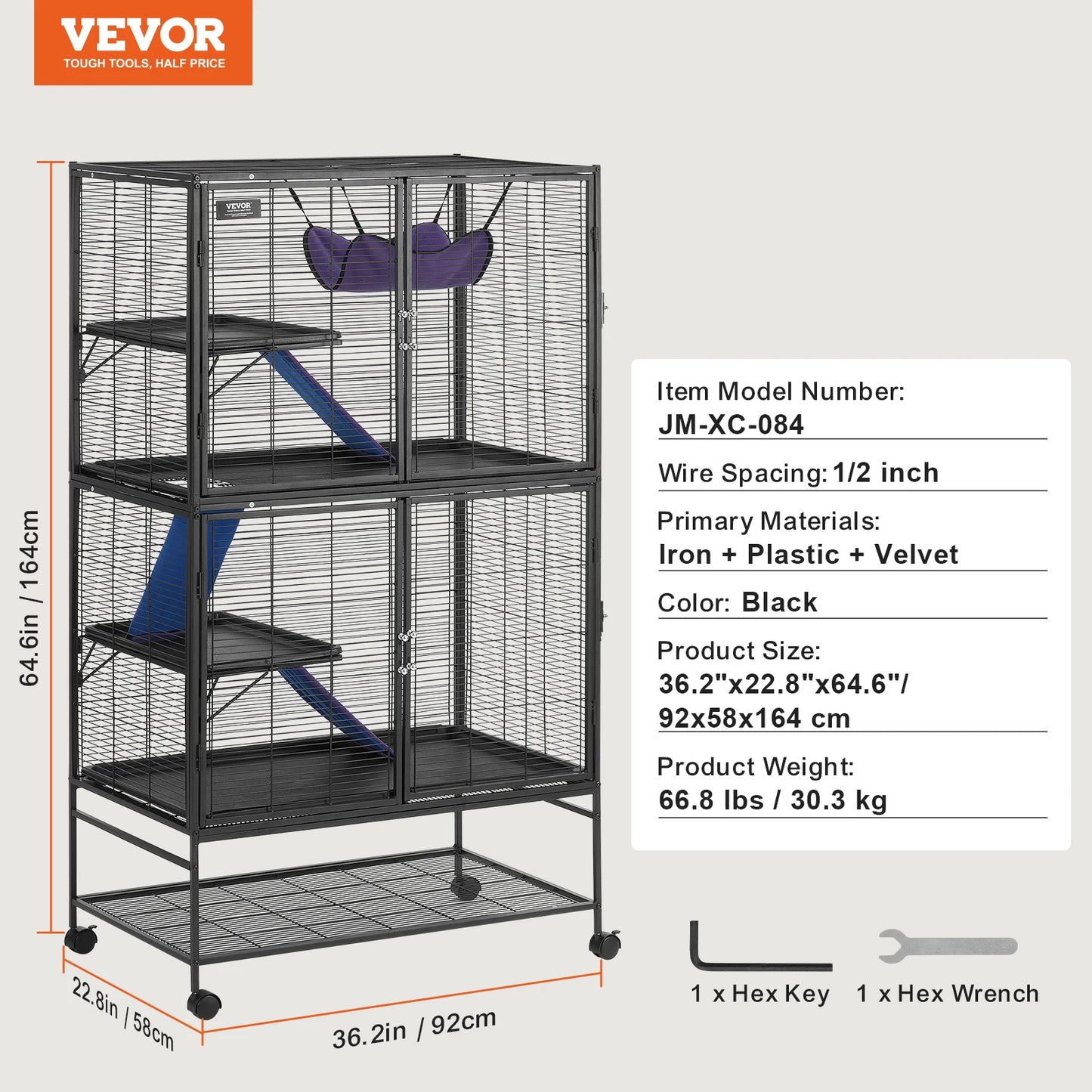 SucceBuy 4-Tier Rolling Metal Critter Nation Cage for Small Animals