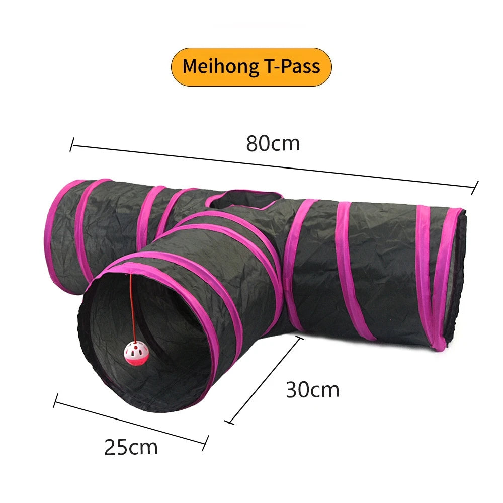 Foldable Cat Tunnel Toy For Indoor Play Breathable Cloth