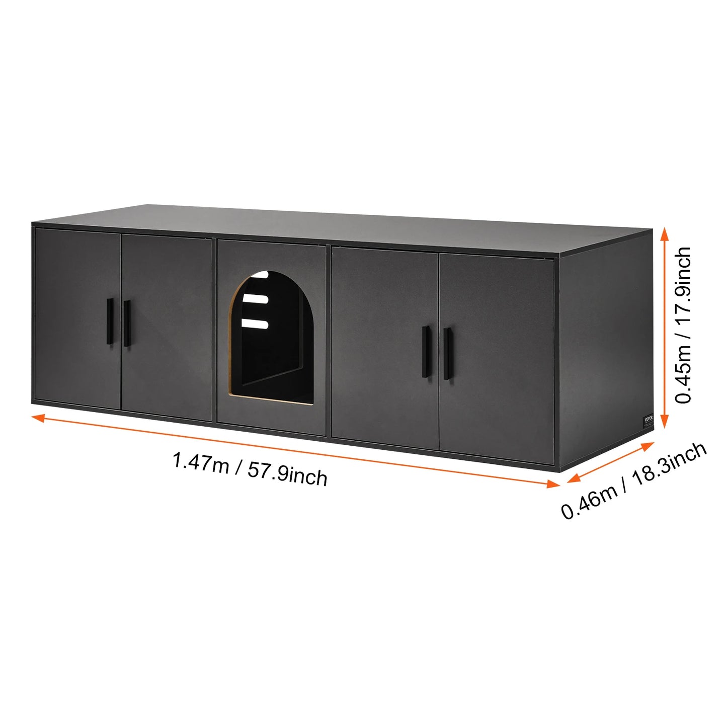 Cat Litter Box Enclosure Cabinet For Two Cats, Hidden Wooden Design