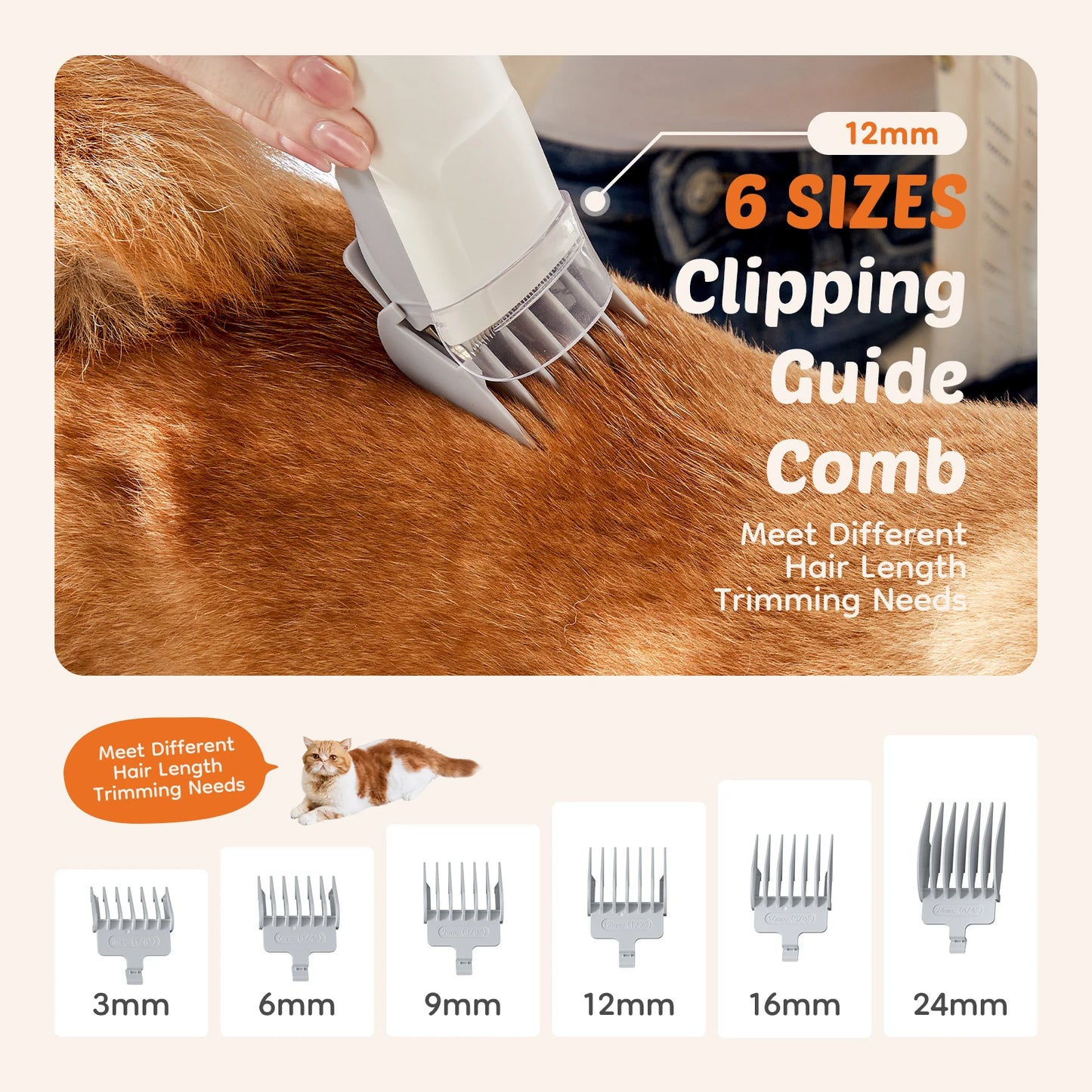 Pet Grooming Vacuum Kit With Cordless Low Noise Clippers 3 Suction Modes