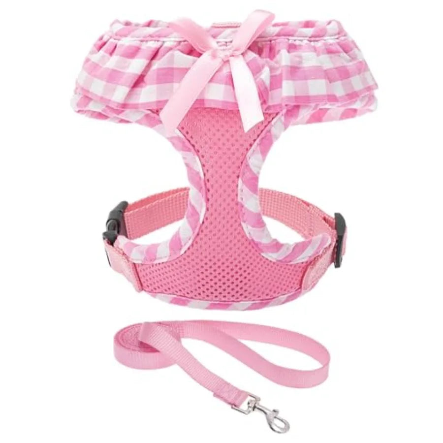 Adjustable No Choke Step In Dog Harness Leash Set Lightweight Mesh