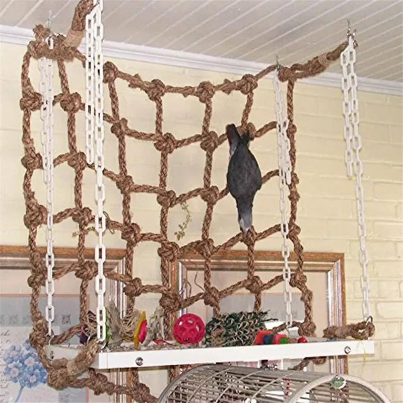 Parrot Climbing Net Hammock Bird Toy With Hook Rope