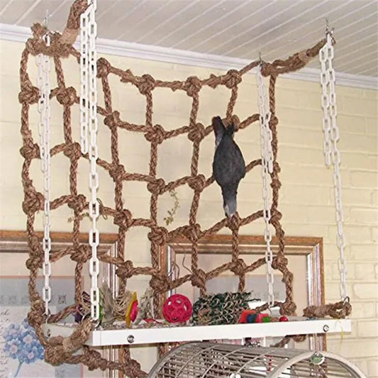 Parrot Climbing Net Hammock Bird Toy With Hook Rope