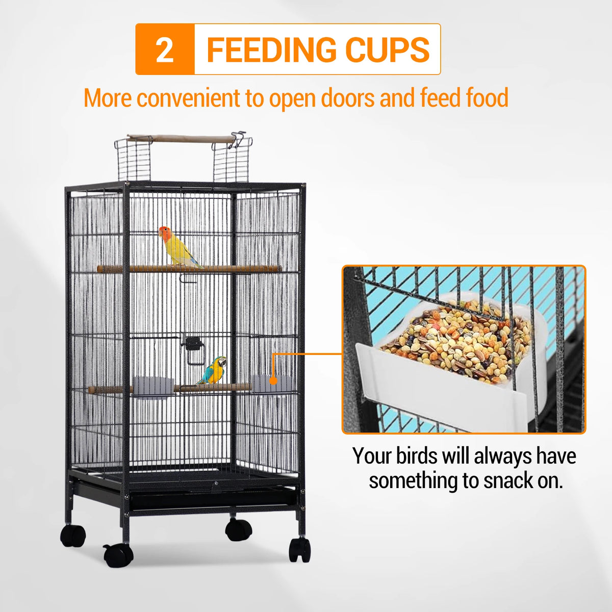 Bird Cage with Stand Wrought Iron Large 35/53-Inch Flight Cage for Parakeets Cockatiels Lovebirds Macaw Conure Bird Cages