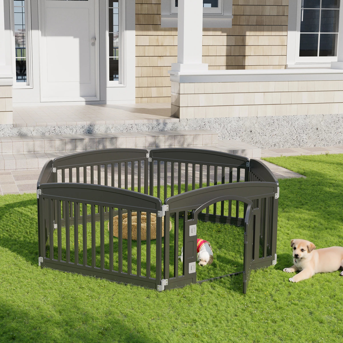 JHK Expandable Plastic Dog Playpen For Safe Indoor Outdoor Housing