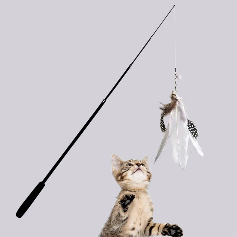 Telescopic Cat Wand With Feather Toy For Boredom Relief