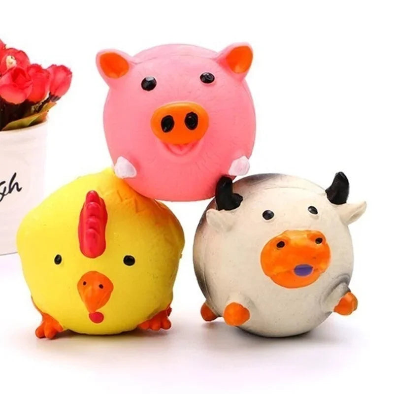 Pet Dog Vocal Squeak Toy Latex Animal Shapes Pig Chicken Cow